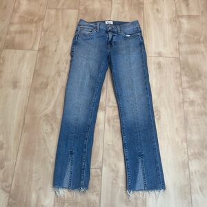 Hudson ankle straight with slit jeans